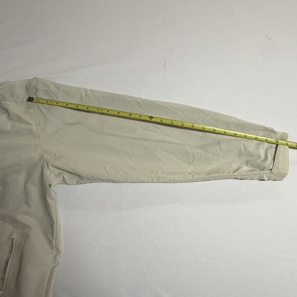 Men's Lands End Hooded Cream Colored Full Zip Windbreaker Size Large Zip Pockets - Picture 14 of 15